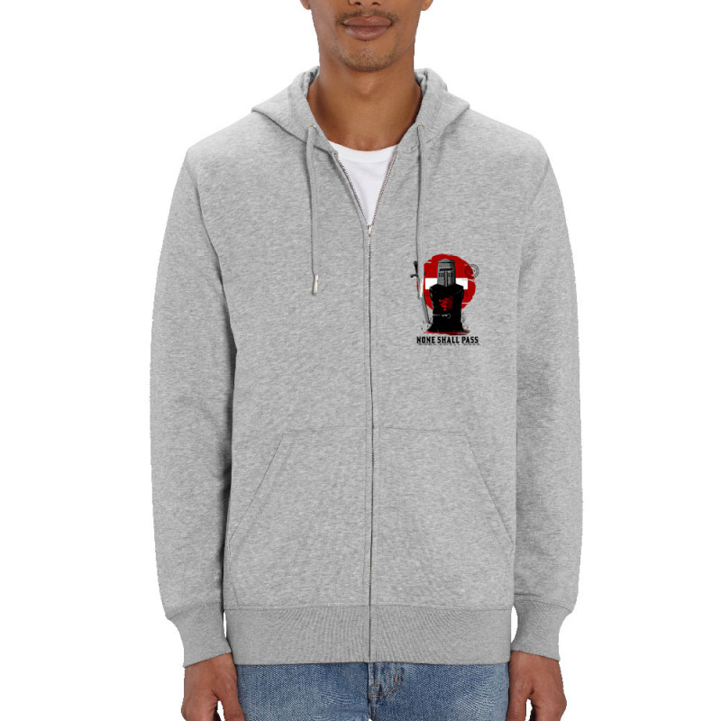 Sweat homme zippé à capuche coton bio gris chiné None Shall Pass (Le Duc,Films/Séries)