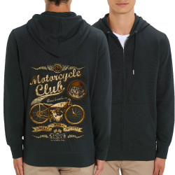 Sweat homme zippé à capuche coton bio noir 1837 - Motorcycle Club (Gondrax,1837,Moto,Steam Punk,Moto)