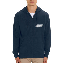 Sweat homme zippé à capuche coton bio bleu marine Pas de marque merci (Slogans Débiles,Humour)
