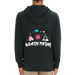 Sweat homme zippé à capuche coton bio noir Death Metal (Alex Kidd,Humour,Animaux)