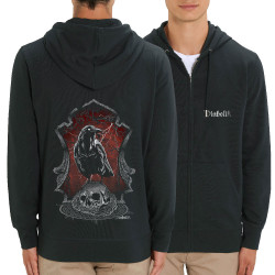 Sweat homme zippé à capuche coton bio noir Diabolik Evil Crow (Simon,Diabolik,Têtes de morts,Enfer)