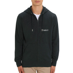 Sweat homme zippé à capuche coton bio noir Diabolik Evil Crow (Simon,Diabolik,Têtes de morts,Enfer)
