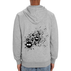 Sweat homme zippé à capuche coton bio gris chiné Les Taches (Fourre-tout,Humour)