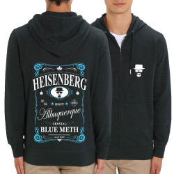 Sweat homme zippé à capuche coton bio noir Heisenberg Pure Trade (Gondrax,Films/Séries)