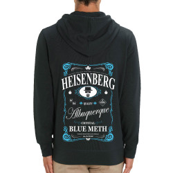 Sweat homme zippé à capuche coton bio noir Heisenberg Pure Trade (Gondrax,Films/Séries)