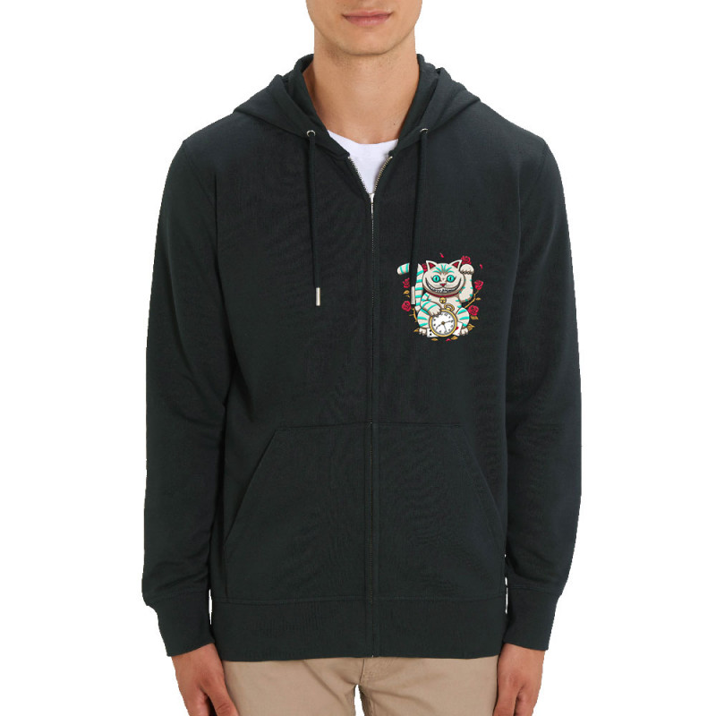 Sweat homme zippé à capuche coton bio noir Lucky Alice Cat (Le Duc,Animaux,Chats)