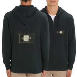 Sweat homme zippé à capuche coton bio noir Echappe - Escape (Gondrax,Jeux Vidéo / Geek,Humour)