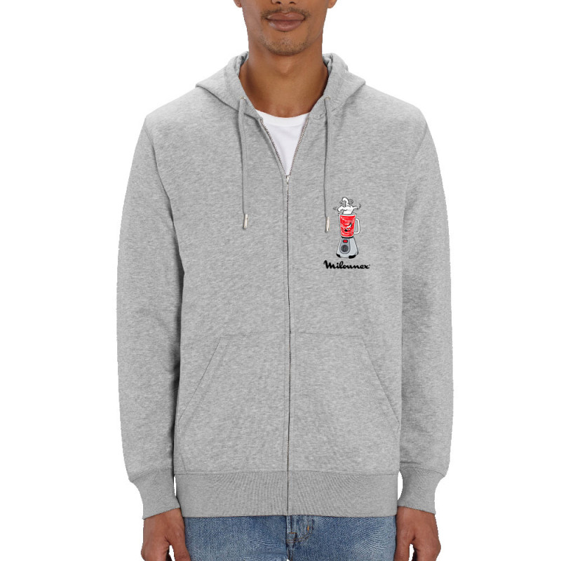 Sweat homme zippé à capuche coton bio gris chiné Milounex (Mattdez,Humour,Fruits & Légumes)