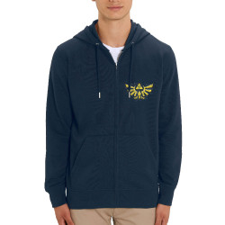 Sweat homme zippé à capuche coton bio bleu marine Triforce Stone (Le Duc,Jeux Vidéo / Geek)