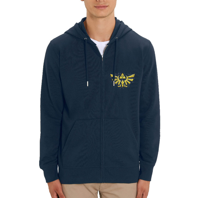 Sweat homme zippé à capuche coton bio bleu marine Triforce Stone (Le Duc,Jeux Vidéo / Geek)