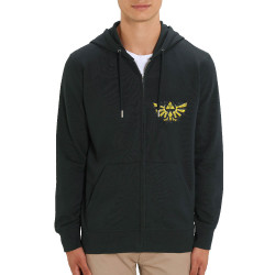 Sweat homme zippé à capuche coton bio noir Triforce Stone (Le Duc,Jeux Vidéo / Geek)
