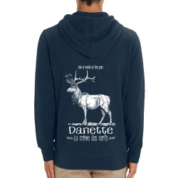 Sweat homme zippé à capuche coton bio bleu marine La crème des cerfs (Gondrax,Les Bébêtes,Animaux)