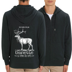 Sweat homme zippé à capuche coton bio noir La crème des cerfs (Gondrax,Les Bébêtes,Animaux)
