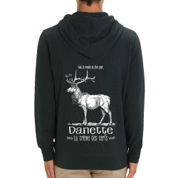 Sweat homme zippé à capuche coton bio noir La crème des cerfs (Gondrax,Les Bébêtes,Animaux)