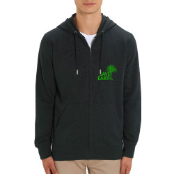 Sweat homme zippé à capuche coton bio noir Save Earth (Ecologie)