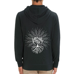 Sweat homme zippé à capuche coton bio noir Ohm Pagan (Gondrax,Ethnique)