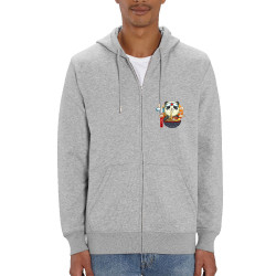 Sweat homme zippé à capuche coton bio gris chiné Asian Food Panda (Animaux,Manga Kawaï japan)