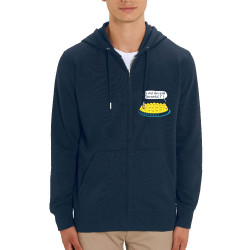 Sweat homme zippé à capuche coton bio bleu marine Ça veut dire quoi thermostat 7 (Ted Boundy,Animaux,Humour,Fruits & Légumes)