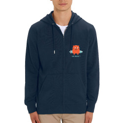 Sweat homme zippé à capuche coton bio bleu marine Chat baigne ? (Alex Kidd,Animaux,Humour,Chats)