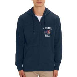 Sweat homme zippé à capuche coton bio bleu marine Super Mario brosse (A²,Humour,Jeux Vidéo / Geek)