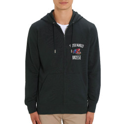 Sweat homme zippé à capuche coton bio noir Super Mario brosse (A²,Humour,Jeux Vidéo / Geek)