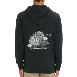 Sweat homme zippé à capuche coton bio noir Free Hug (Gondrax,Les Bébêtes,Animaux)