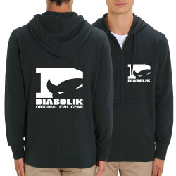 Sweat homme zippé à capuche coton bio noir Diabolik - D Logo (Diabolik)
