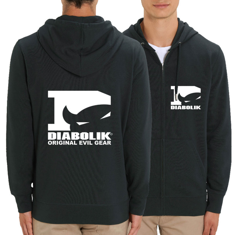 Sweat homme zippé à capuche coton bio noir Diabolik - D Logo (Diabolik)