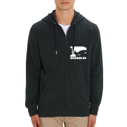 Sweat homme zippé à capuche coton bio noir Diabolik - D Logo (Diabolik)