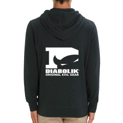 Sweat homme zippé à capuche coton bio noir Diabolik - D Logo (Diabolik)