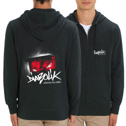 Sweat homme zippé à capuche coton bio noir Diabolik - Spy Eyes (Diabolik)
