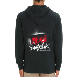 Sweat homme zippé à capuche coton bio noir Diabolik - Spy Eyes (Diabolik)