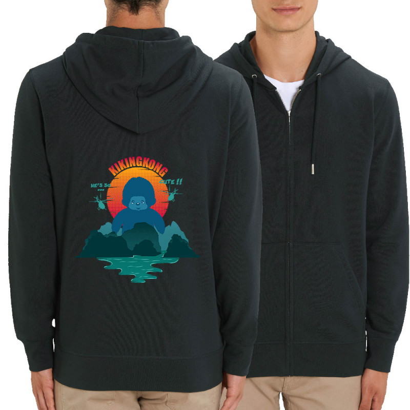 Sweat homme zippé à capuche coton bio noir Kiking Kong (Ptit Mytho,Animaux,Films/Séries)