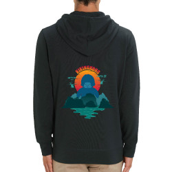 Sweat homme zippé à capuche coton bio noir Kiking Kong (Ptit Mytho,Animaux,Films/Séries)