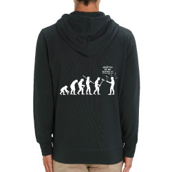 Sweat homme zippé à capuche coton bio noir Arrêtez de me suivre (Gondrax,Humour,Evolution)