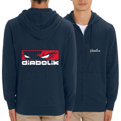 Sweat homme zippé à capuche coton bio bleu marine Diabolik - Heros (Diabolik)