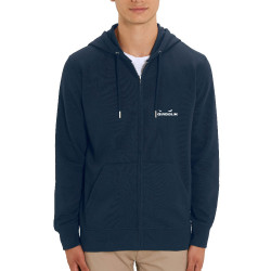 Sweat homme zippé à capuche coton bio bleu marine Diabolik - Heros (Diabolik)