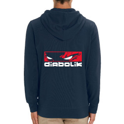 Sweat homme zippé à capuche coton bio bleu marine Diabolik - Heros (Diabolik)