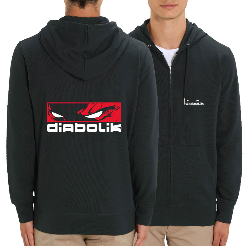Sweat homme zippé à capuche coton bio noir Diabolik - Heros (Diabolik)