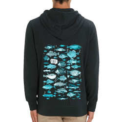 Sweat homme zippé à capuche coton bio noir Fishtre (Gondrax,Les Bébêtes,Animaux)