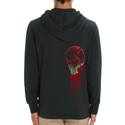 Sweat homme zippé à capuche coton bio noir Diabolik - Punisher (Diabolik,Têtes de morts)