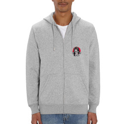Sweat homme zippé à capuche coton bio gris chiné Copper Bones - Superior Motors (Copper Bones,Moto,Têtes de morts)