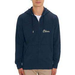 Sweat homme zippé à capuche coton bio bleu marine Santa Muerte - Surfin Skull (Santa Muerte,Têtes de morts,Skate)