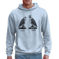 Sweat homme à capuche bleu ciel Faucon Vraicon (Gondrax,Les Bébêtes,Humour,Animaux,Humour)