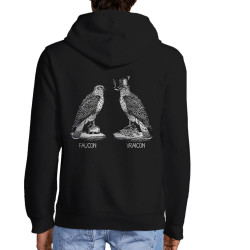 Sweat homme à capuche zippé noir Faucon Vraicon (Gondrax,Les Bébêtes,Humour,Animaux,Humour)