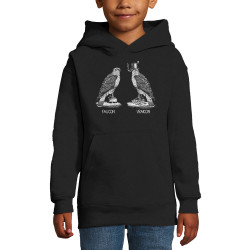 Sweat enfant à capuche noir Faucon Vraicon (Gondrax,Les Bébêtes,Humour,Animaux,Humour)