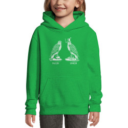 Sweat enfant à capuche vert prairie Faucon Vraicon (Gondrax,Les Bébêtes,Humour,Animaux,Humour)