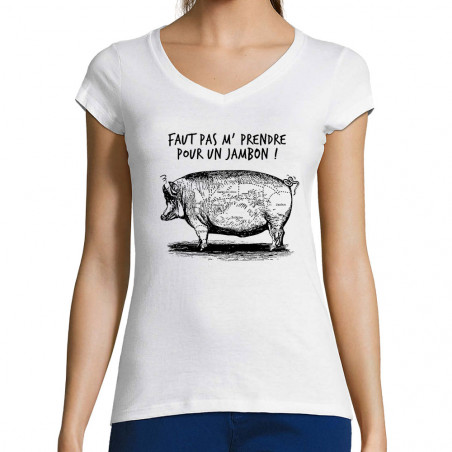 T-shirt femme col V "Me...