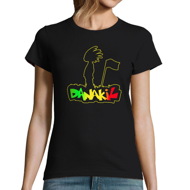 T-shirt femme noir Danakil - Silhouette Flag (Danakil,Reggae)