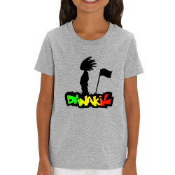 T-shirt enfant coton bio gris chiné Danakil - Silhouette Flag (Danakil,Reggae)